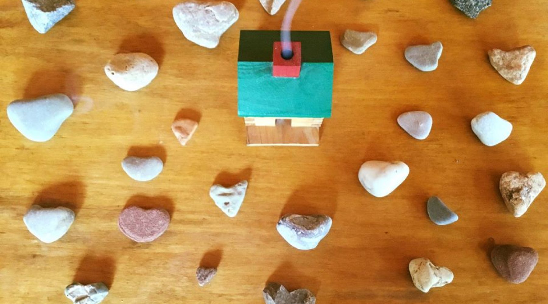heart shaped rocks and home
